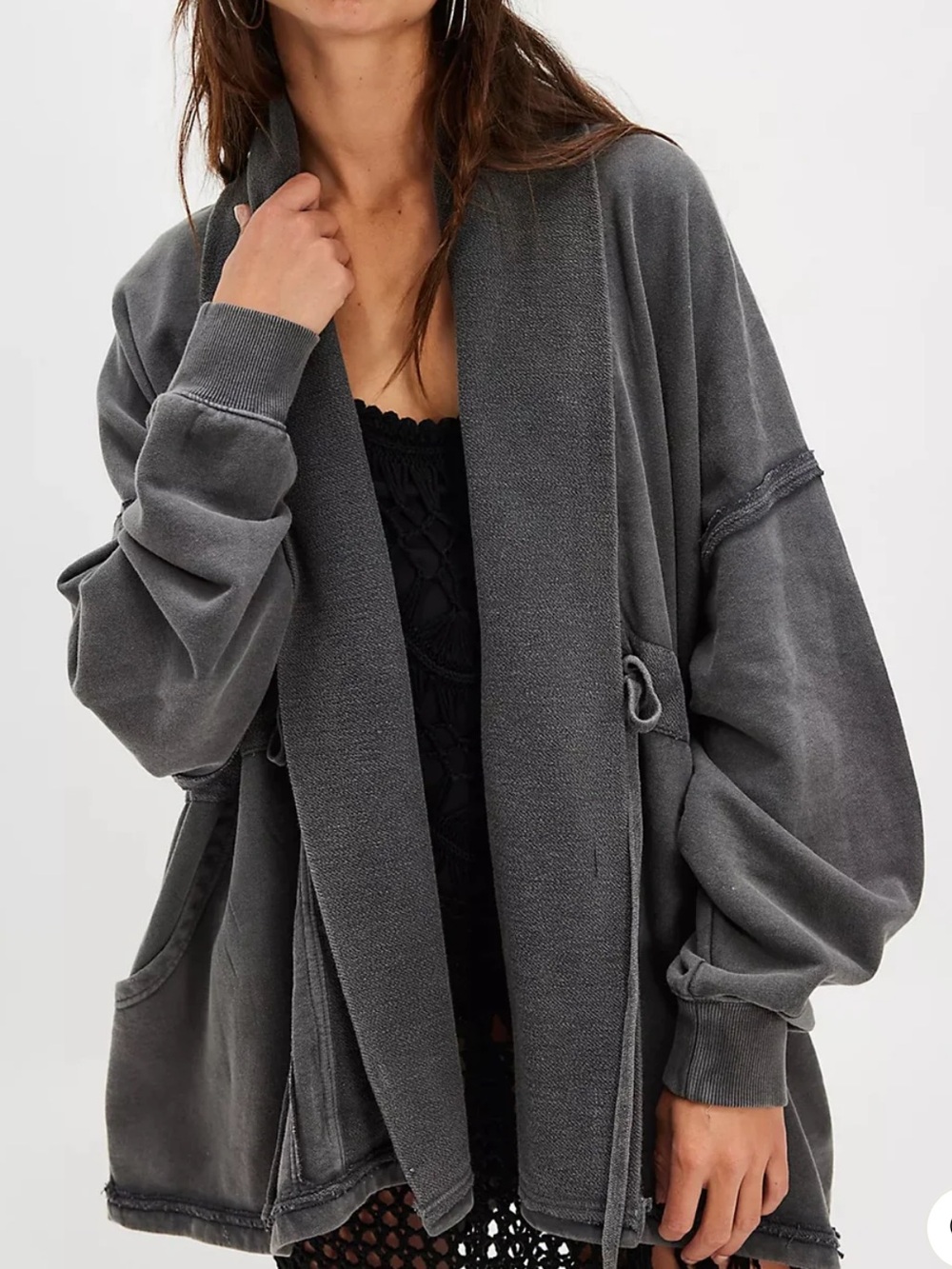 Free People Washed Black Boothbay Sweatshirt